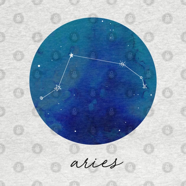 Aries Zodiac Watercolor Constellation by aterkaderk